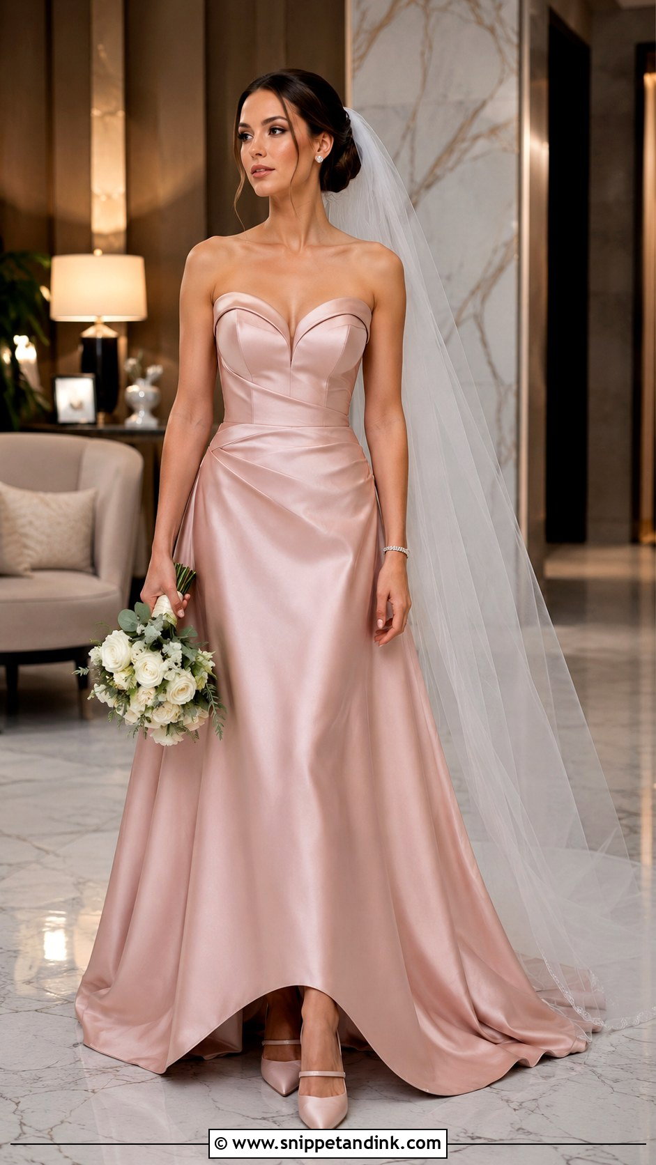 Dusty Pink Satin Wedding Dress - Snippet and Ink - 25 Dusty Pink Wedding Dress Ideas