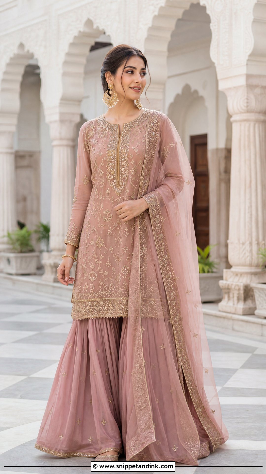 Dusty Pink Sharara Nikkah Outfit - Snippet and Ink - 20 Pink Nikkah Outfit Ideas