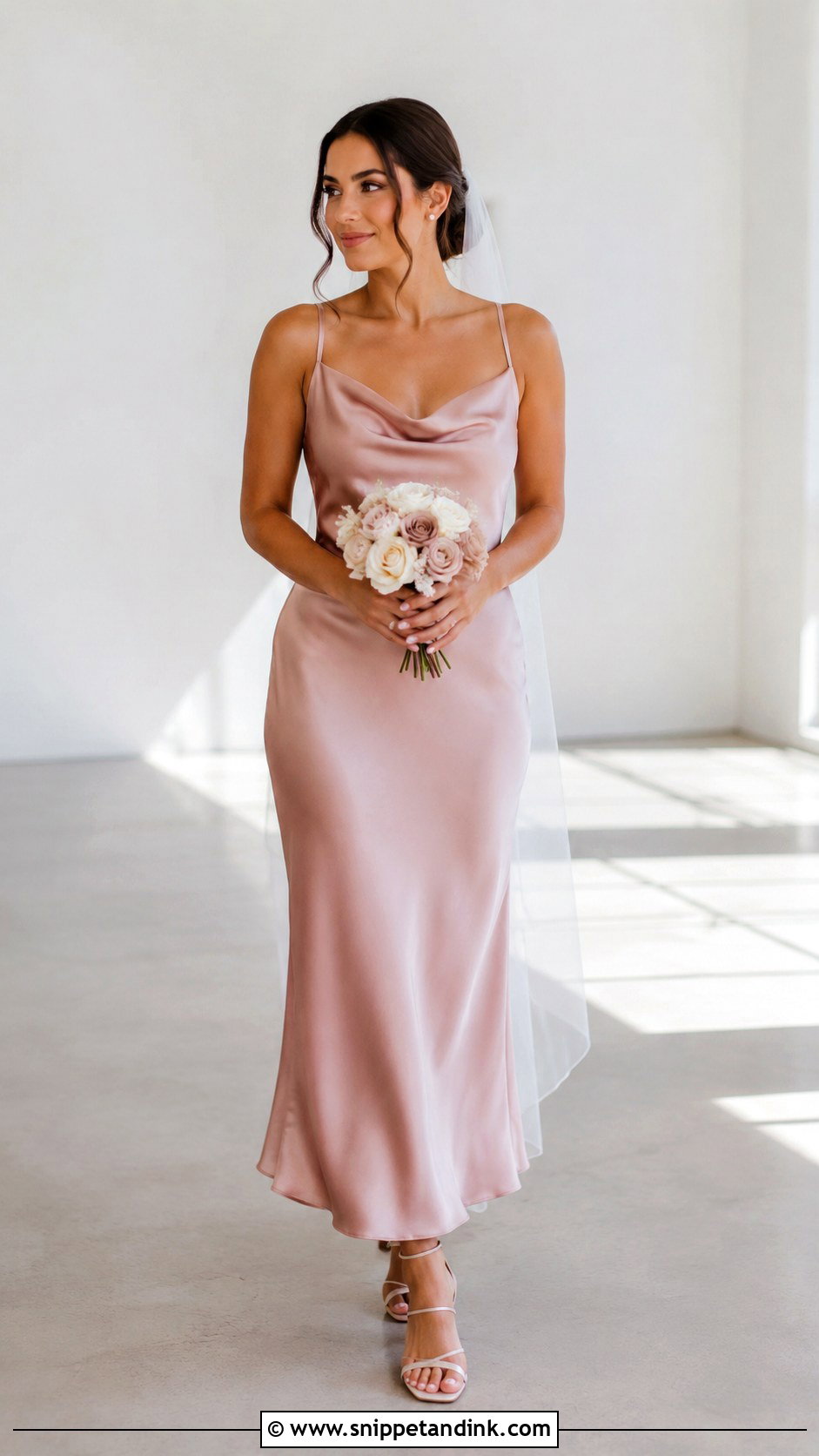 Dusty Pink Slip Wedding Dress - Snippet and Ink - 25 Dusty Pink Wedding Dress Ideas