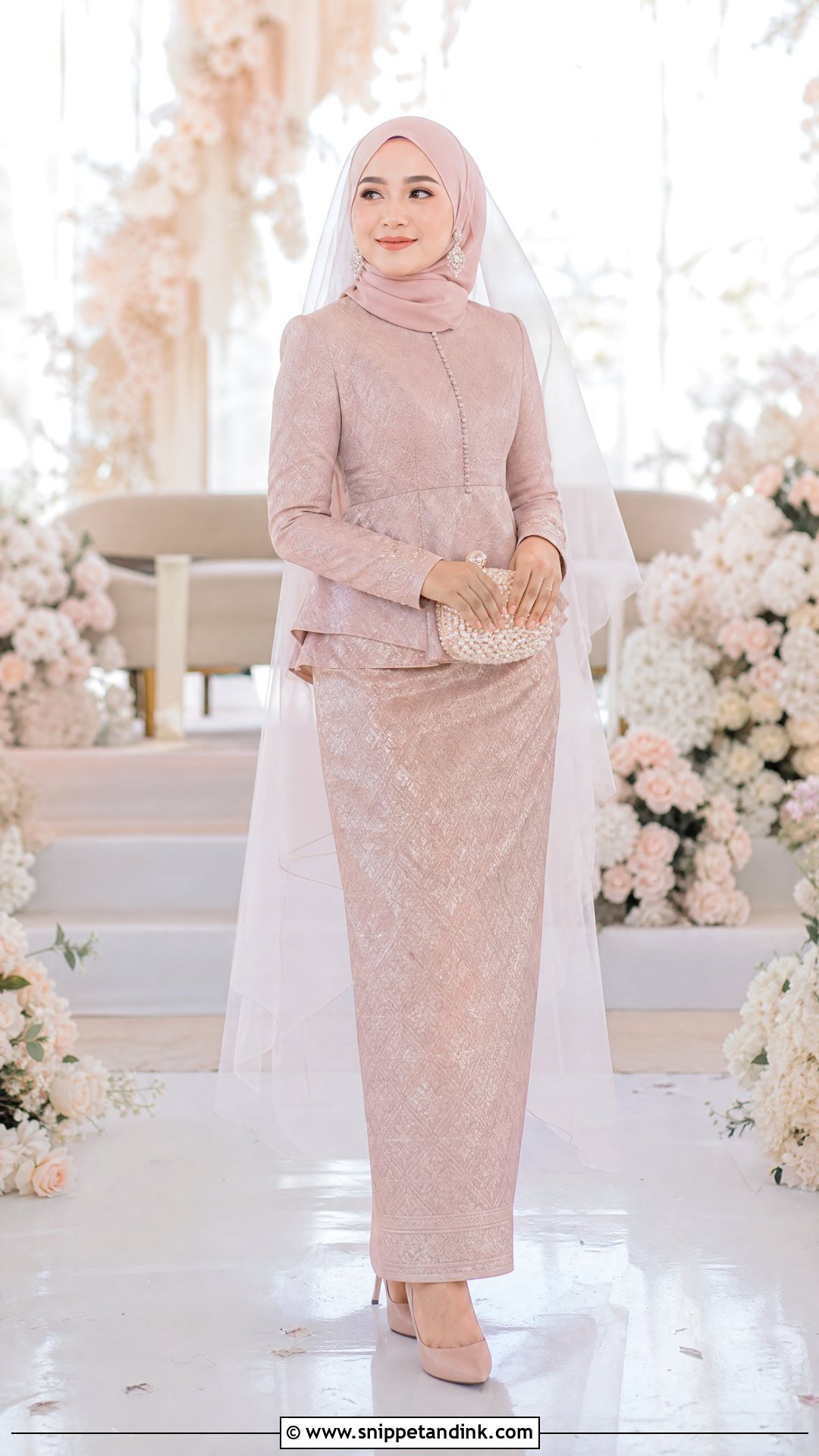 Dusty Pink Songket Peplum Outfit - Snippet and Ink - 20 Wedding Songket Ideas