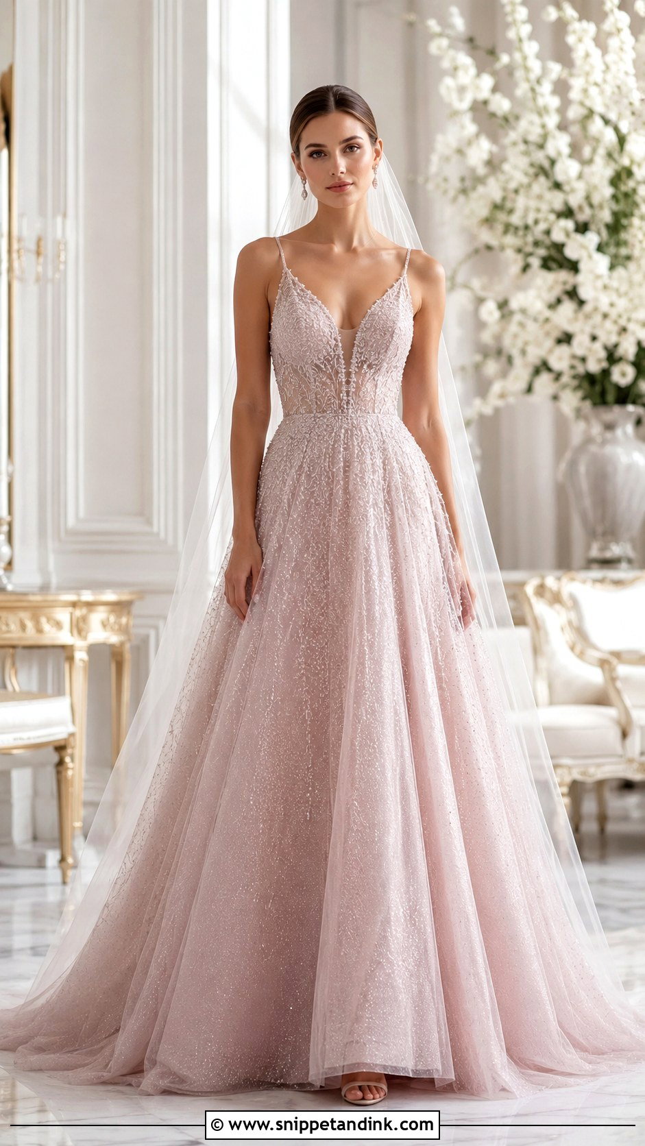 Dusty Pink Sparkle Wedding Dress - Snippet and Ink - 25 Dusty Pink Wedding Dress Ideas
