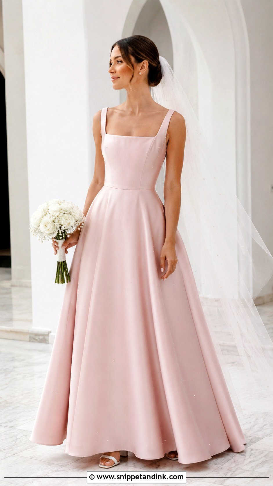 Dusty Pink Square Neck Wedding Dress - Snippet and Ink - 25 Dusty Pink Wedding Dress Ideas