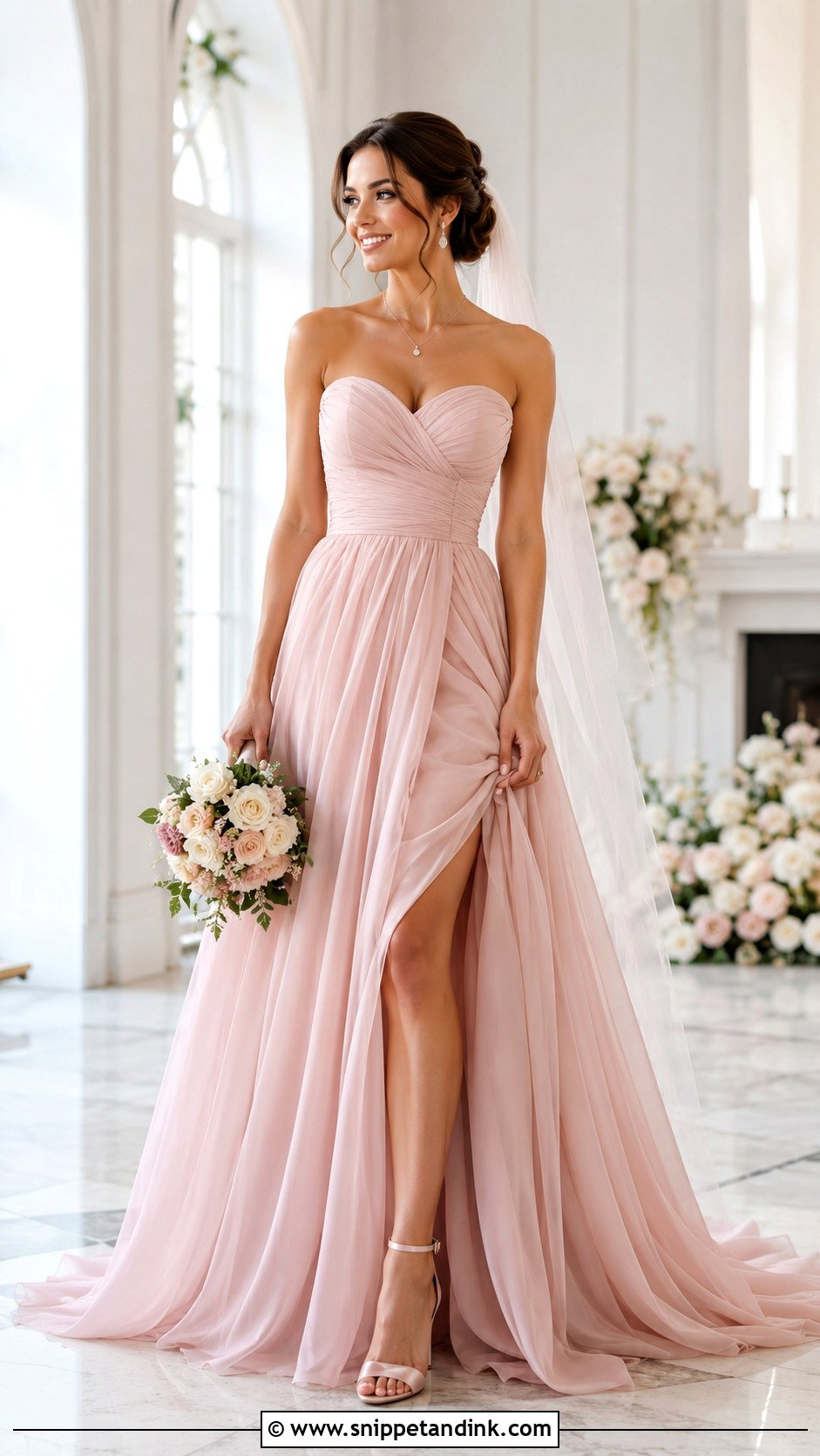 Dusty Pink Strapless Wedding Dress - Snippet and Ink - 25 Dusty Pink Wedding Dress Ideas