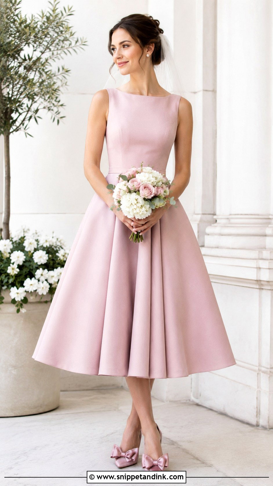 Dusty Pink Tea Length Wedding Dress - Snippet and Ink - 25 Dusty Pink Wedding Dress Ideas