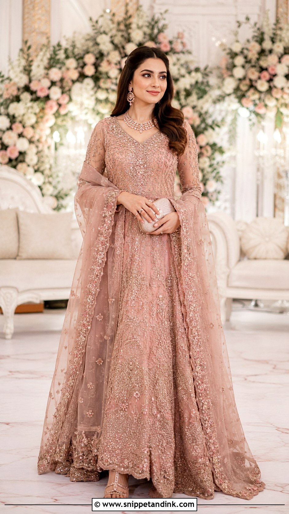 Dusty Pink Walima Bridal Dress - Snippet and Ink - 25 Walima Bride Dresses