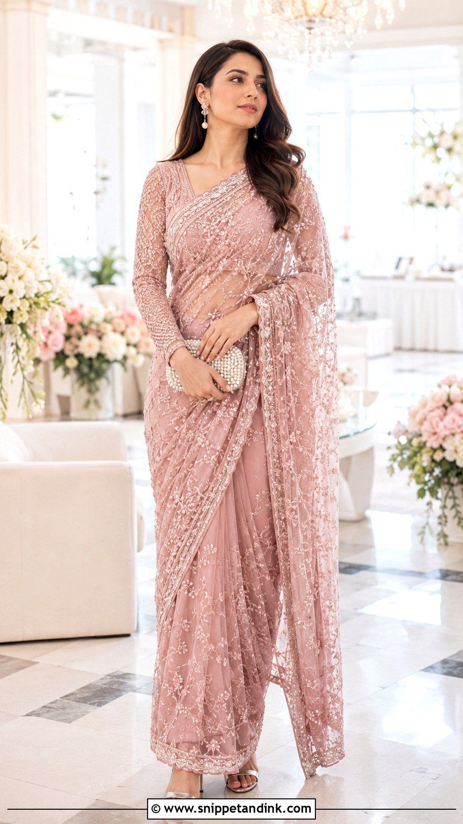 Dusty Pink Walima Saree - Snippet and Ink - 25 Walima Outfit Ideas