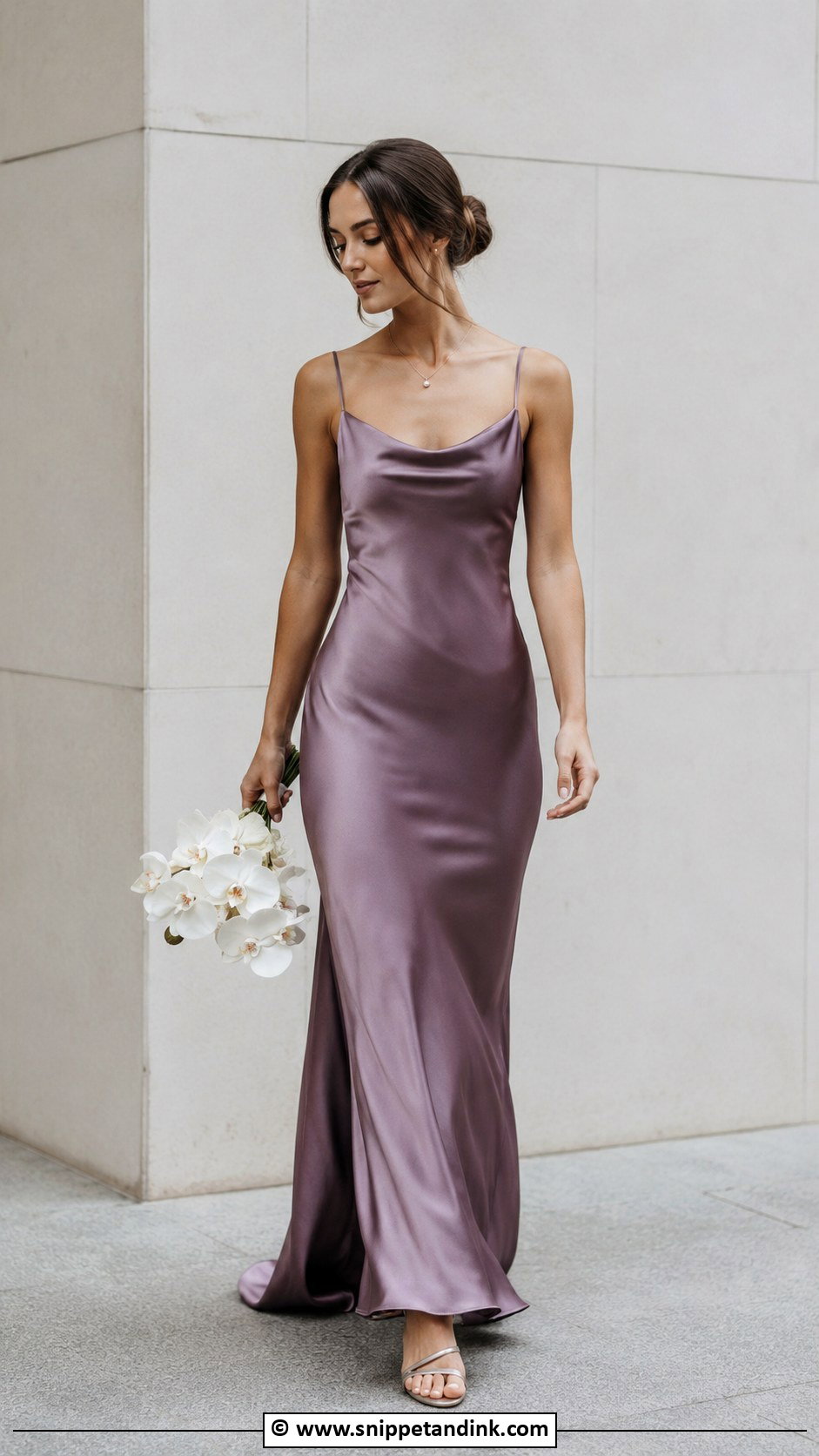 Dusty Purple Satin Slip Wedding Dress - Snippet and Ink - 30 Purple Wedding Dress Ideas
