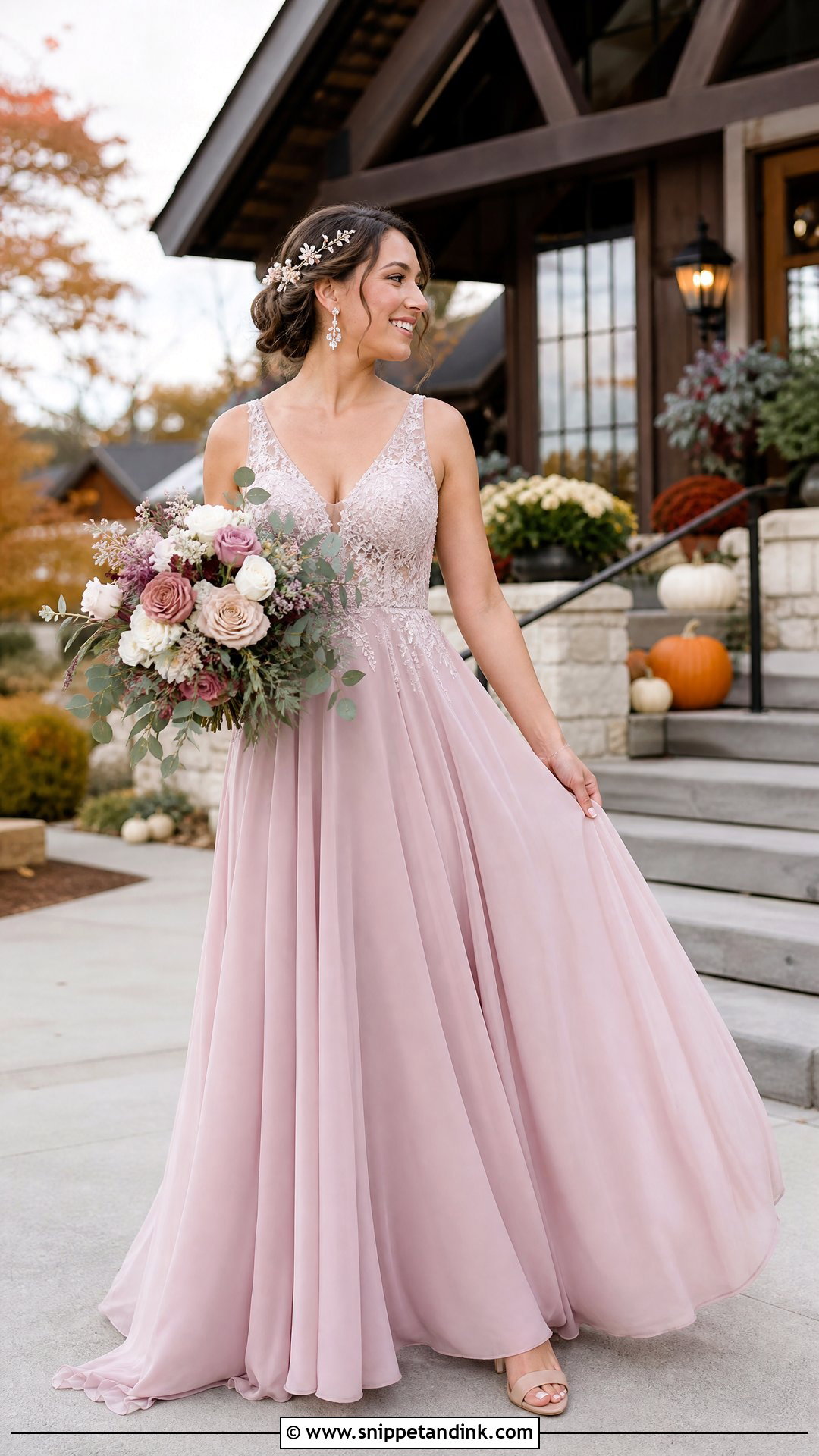 Dusty Rose A Line Wedding Gown - Snippet and Ink - 20 Pink Wedding Gowns