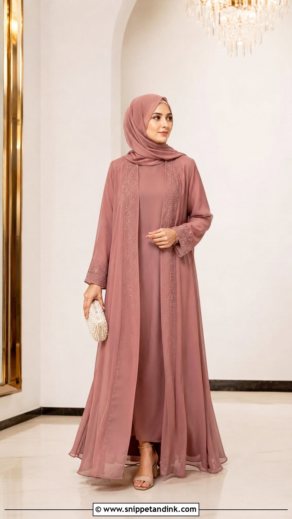 Dusty Rose Abaya - Snippet and Ink - 30 Wedding Abaya Ideas