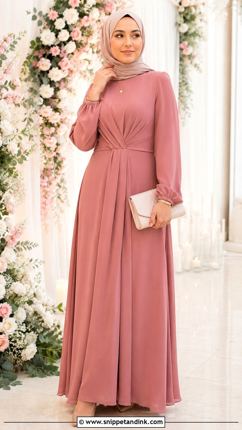 Dusty Rose Bridesmaid Hijab Dress - Snippet and Ink - 25 Braidsmaid Hijab Style Ideas