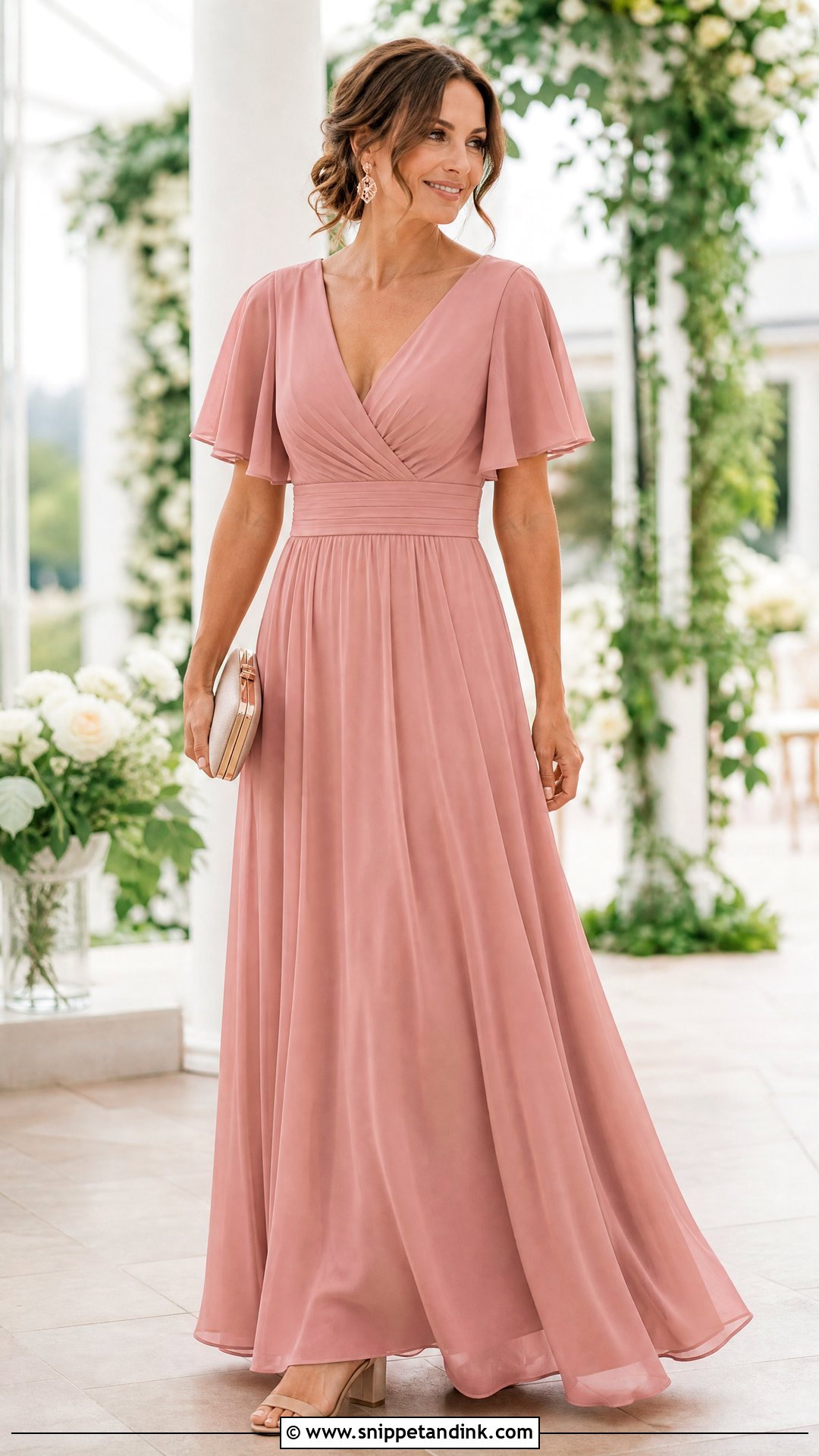 Dusty Rose Chiffon Wedding Godmother Dress - Snippet and Ink - 20 Wedding Godmother Dress Ideas