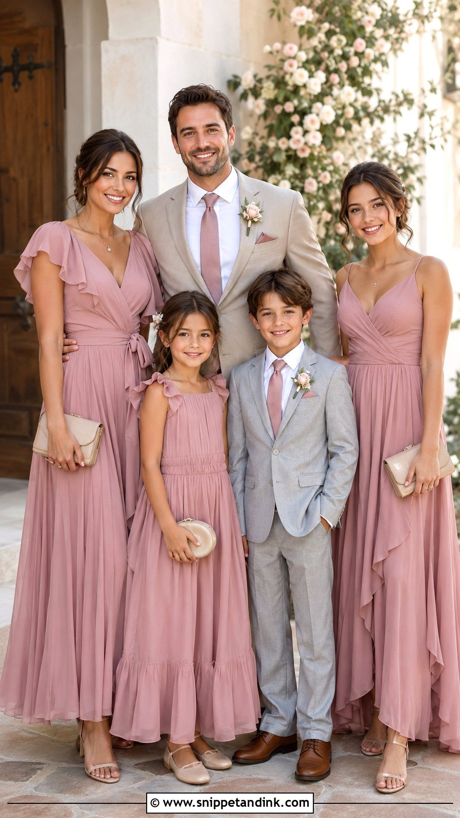Dusty Rose Family Wedding Outfit - Snippet and Ink - 25 Matching Family Outfits for Wedding