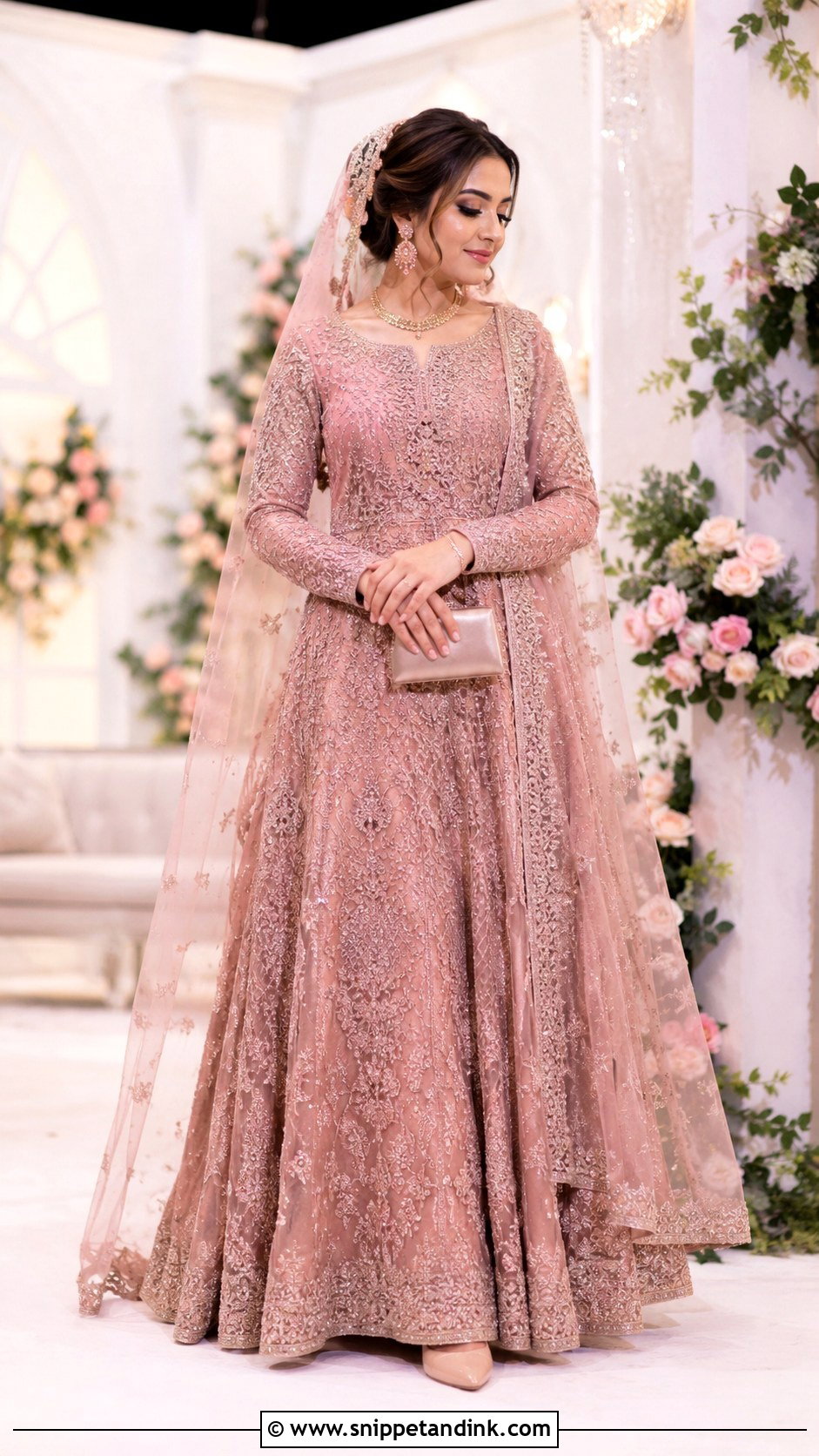 Dusty Rose Gown Bridal Nikkah Dress - Snippet and Ink - 20 Bridal Nikkah Dresses