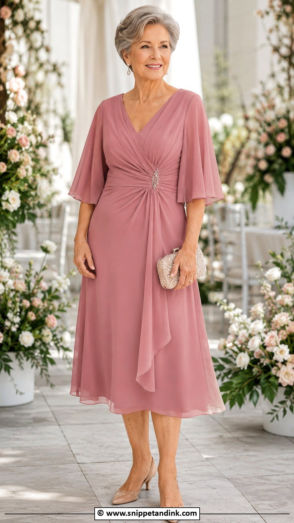 Dusty Rose Grandmother Wedding Dress Outfit - Snippet and Ink - 30 Grandmother Wedding Outfit Ideas