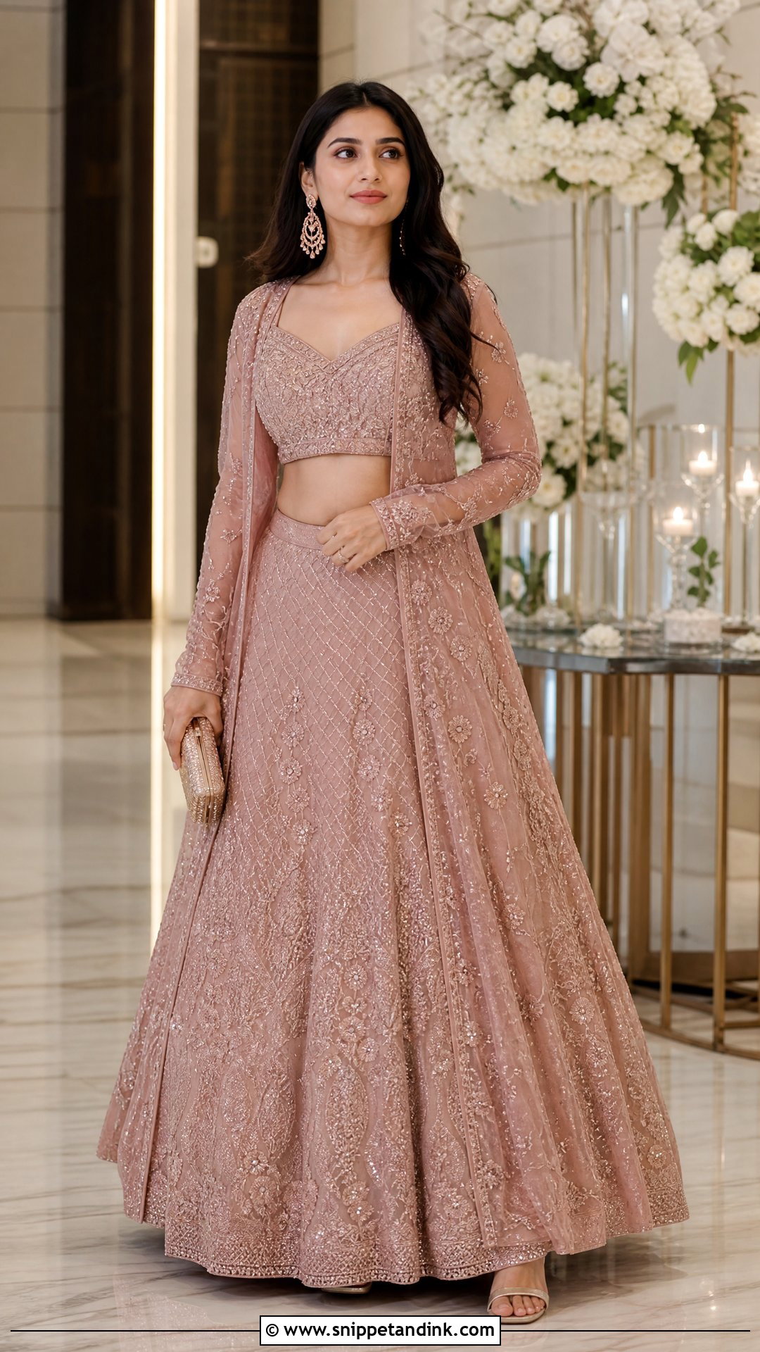Dusty Rose Jacket Lehenga - Snippet and Ink - 20 Pastel Indian Wedding Dress Ideas