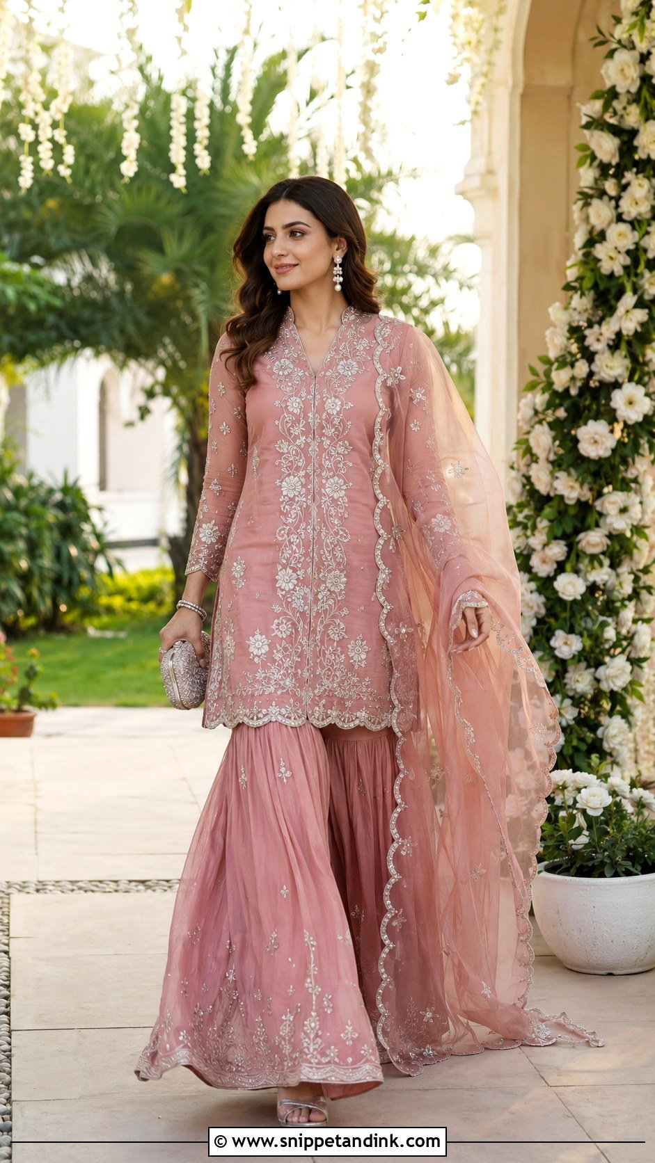 Dusty Rose Kashmiri Sharara Outfit - Snippet and Ink - 20 Kashmiri Wedding Dress Ideas