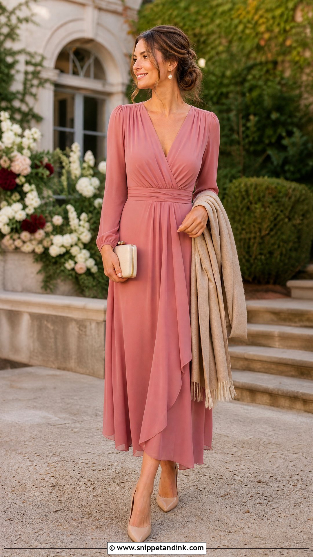 Dusty Rose Long Sleeve Dress - Snippet and Ink - 25 October Wedding Dresses