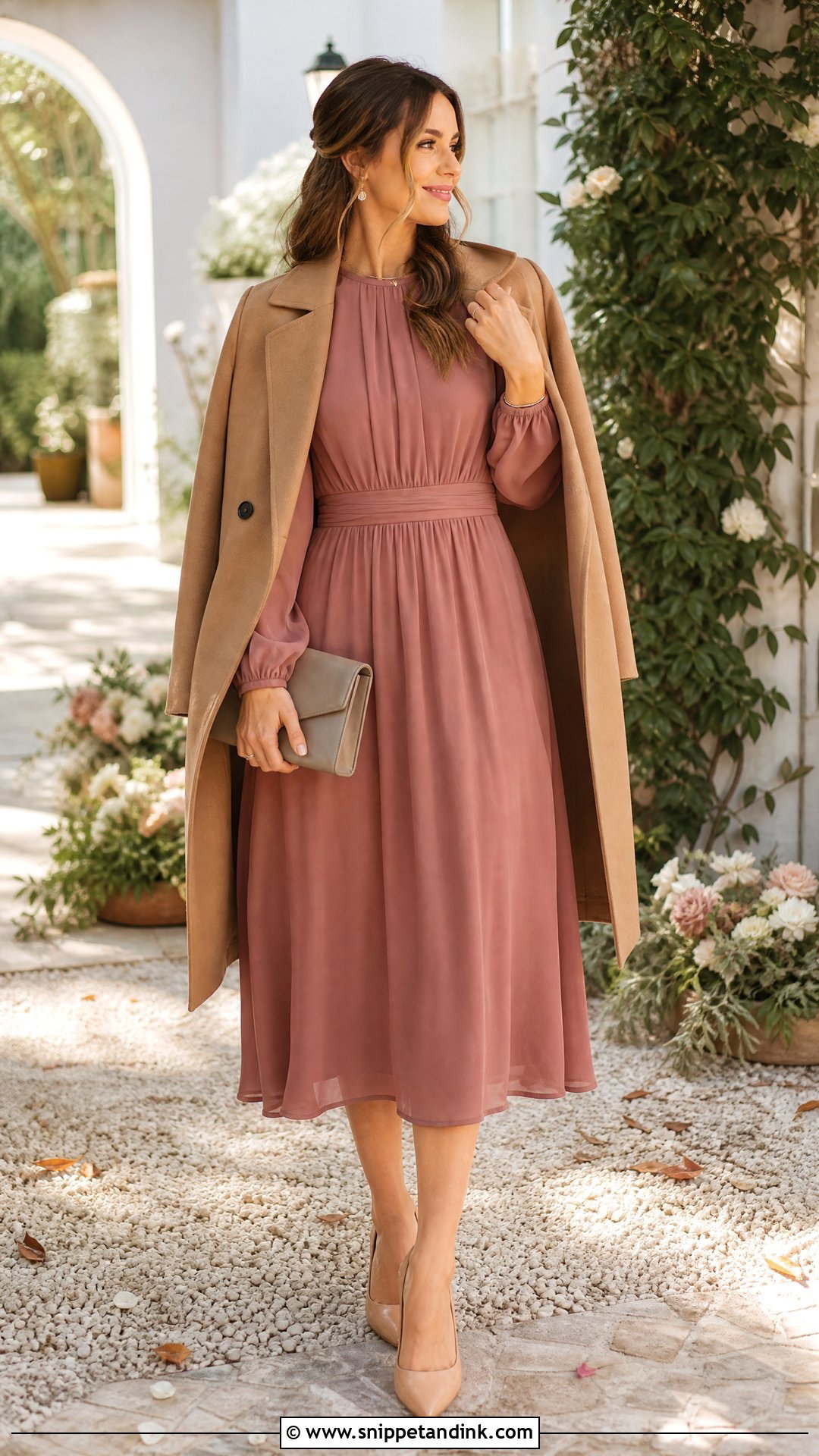 Dusty Rose Long Sleeve Dress - Snippet and Ink - 25 Fall Dresses to Wear to a Wedding