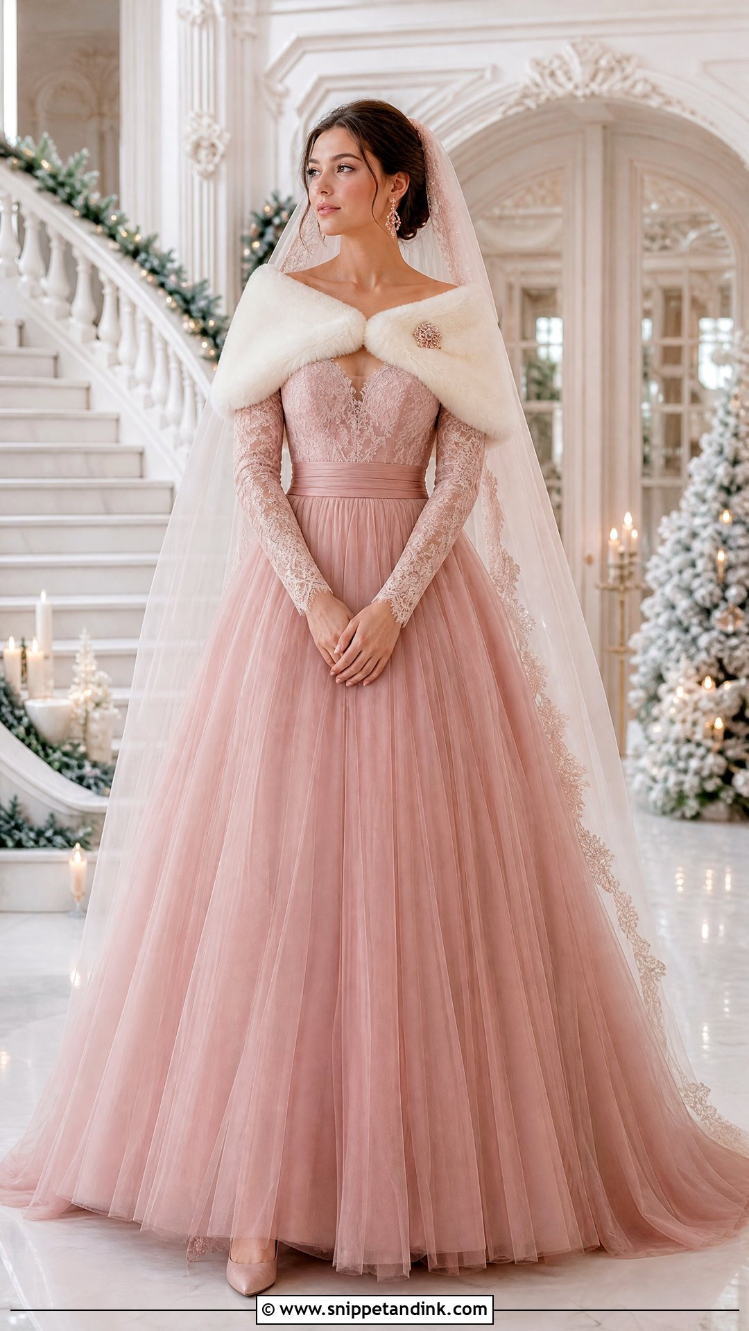 Dusty Rose Long Sleeve Princess Wedding Dress - Snippet and Ink - 20 Princess Wedding Dresses Pink