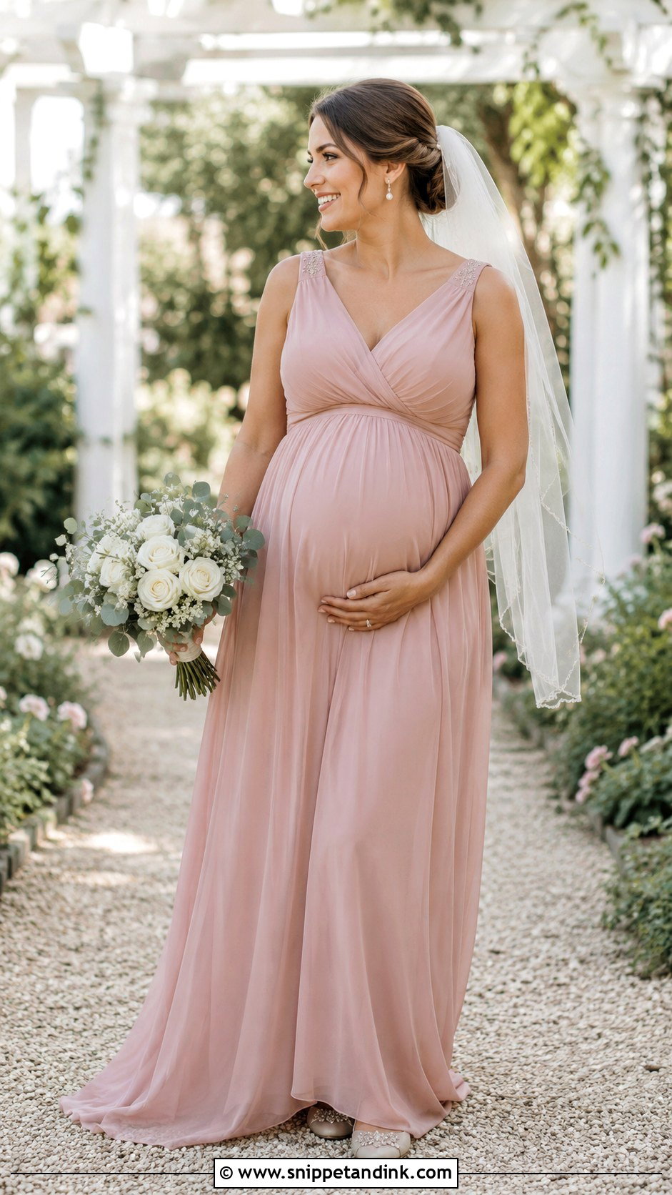 Dusty Rose Maternity Wedding Dress With Empire Waist - Snippet and Ink - 20 Dusty Rose Wedding Dress Ideas