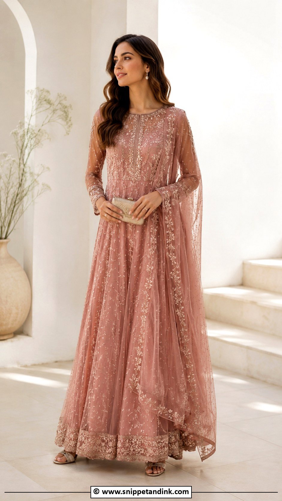 Dusty Rose Maxi Barat Dress - Snippet and Ink - 30 Barat Dress Ideas