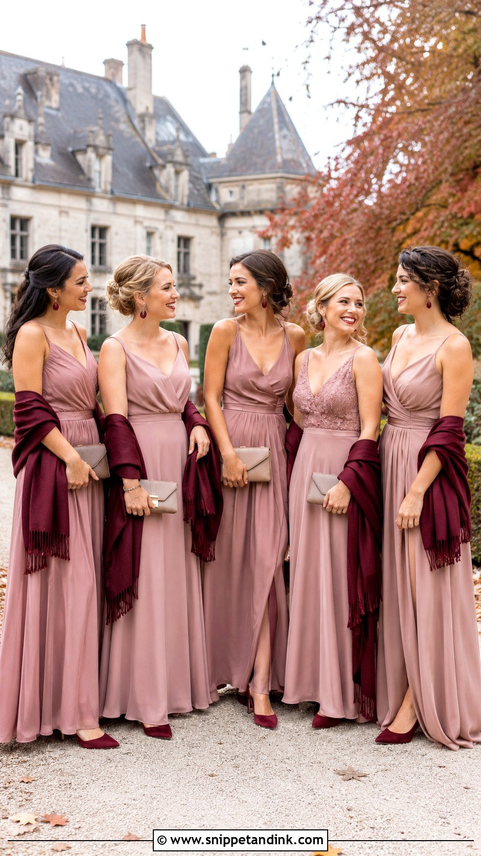 Dusty Rose Mismatched Bridal Party Attire - Snippet and Ink - 20 Fall Bridal Party Attire Ideas