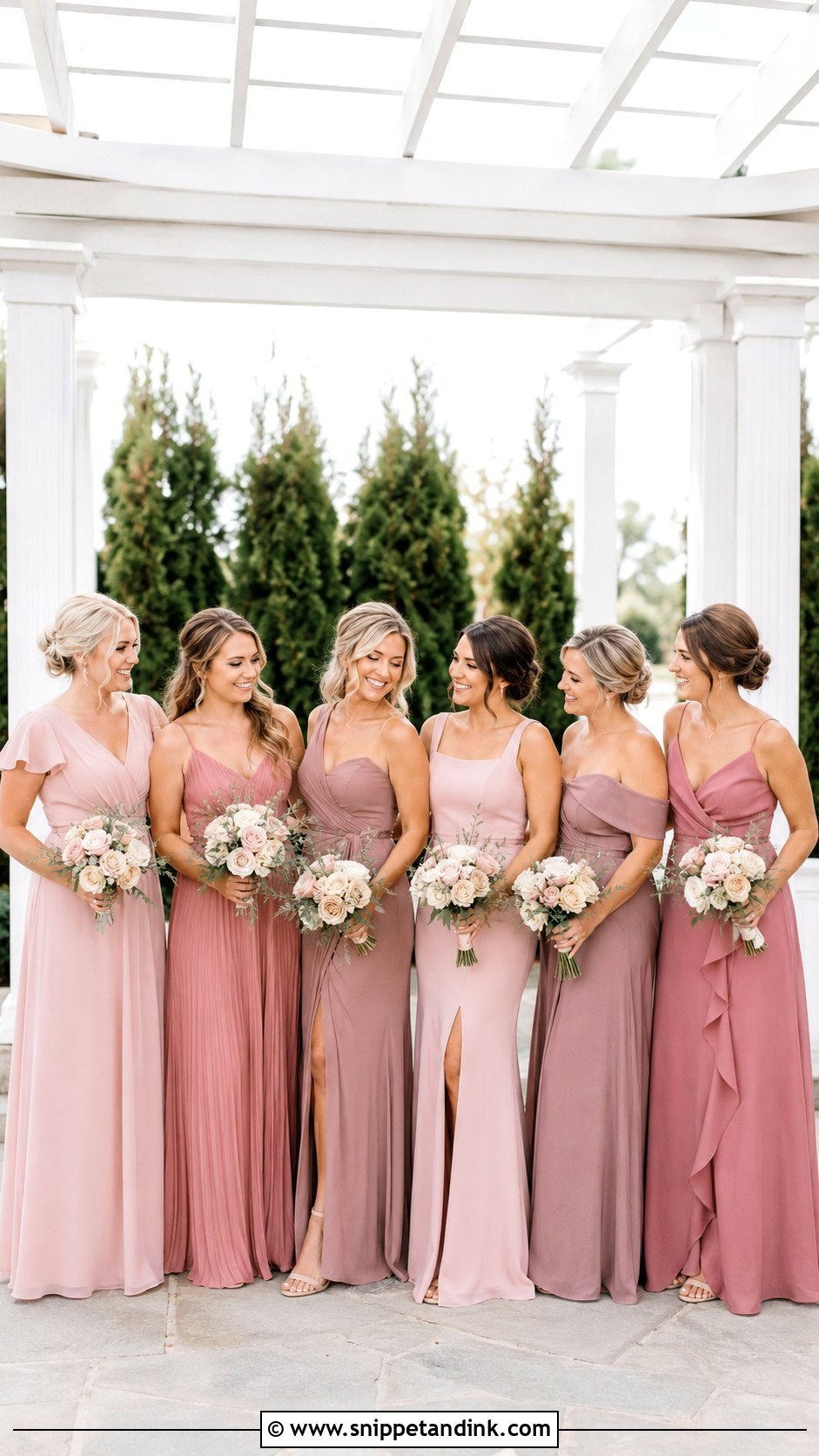 Dusty Rose Mismatched Bridal Party - Snippet and Ink - 20 Mismatched Bridal Party Ideas