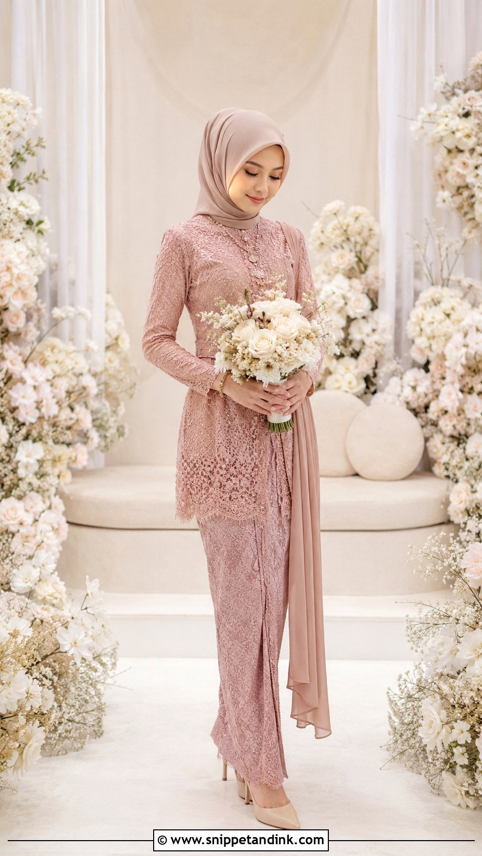 Dusty Rose Nikah Dress - Snippet and Ink - 25 Malay Nikah Wedding Dress Ideas