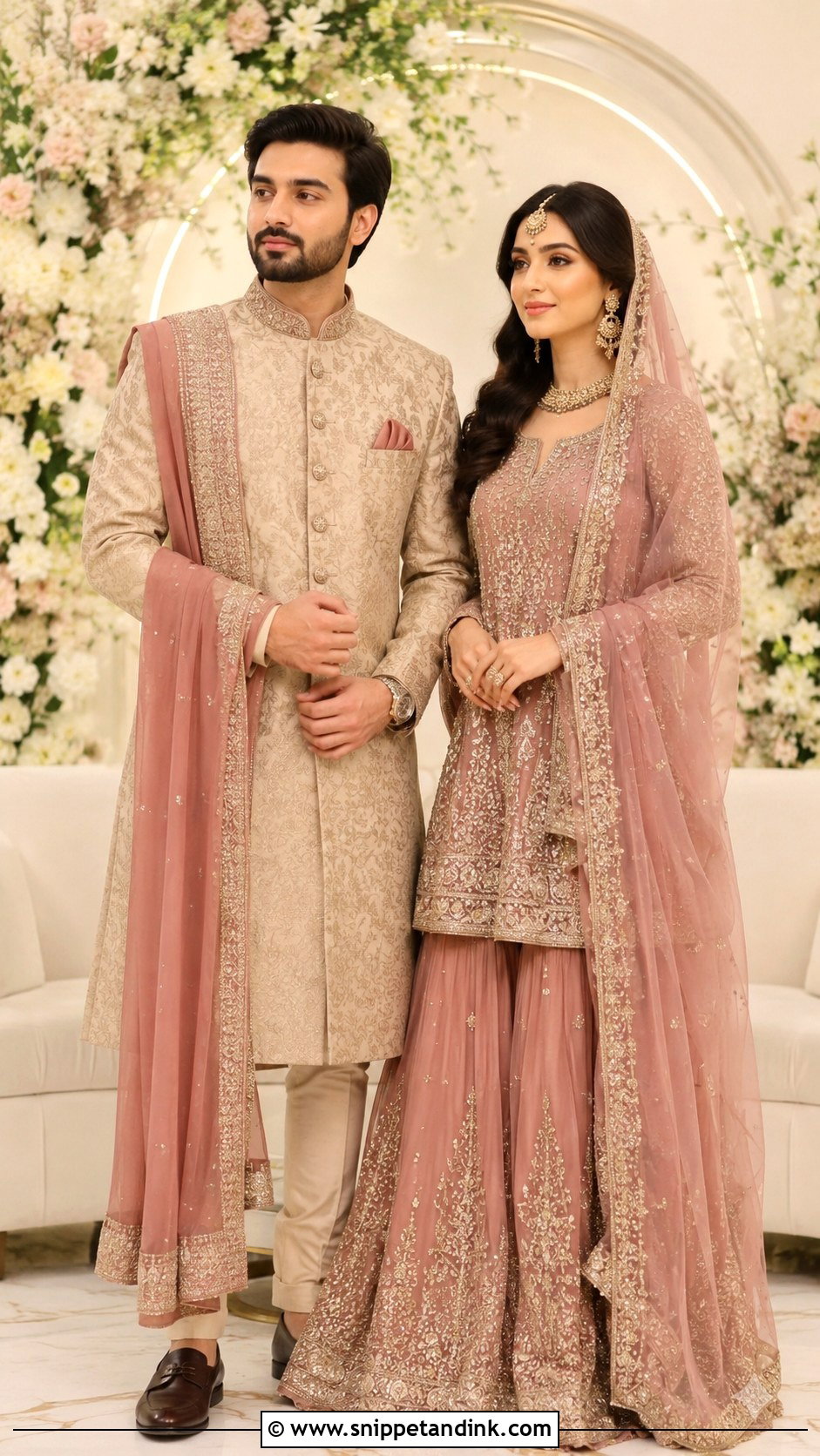 Dusty Rose Nikkah Couple Outfit - Snippet and Ink - 25 Nikkah Couple Outfit Ideas