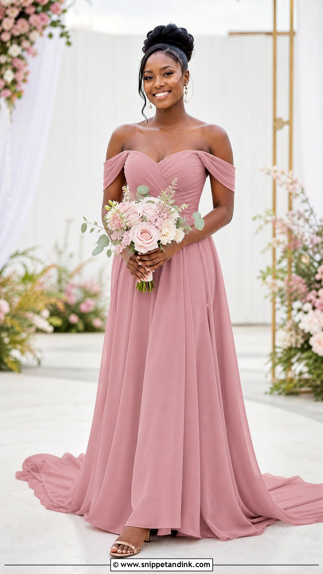 Dusty Rose Off Shoulder Bridal Train Dress - Snippet and Ink - 20 Bridal Train Dresses Nigeria