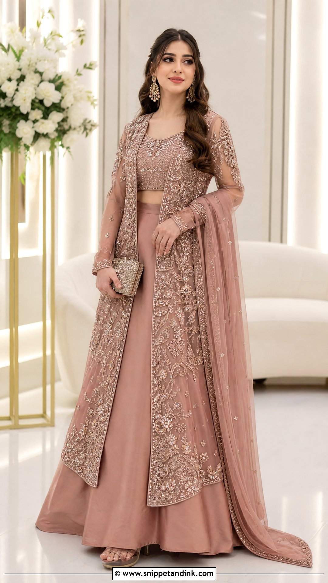 Dusty Rose Pakistani Bridal Jacket Lehenga - Snippet and Ink - 20 Simple Pakistani Bridal Dresses