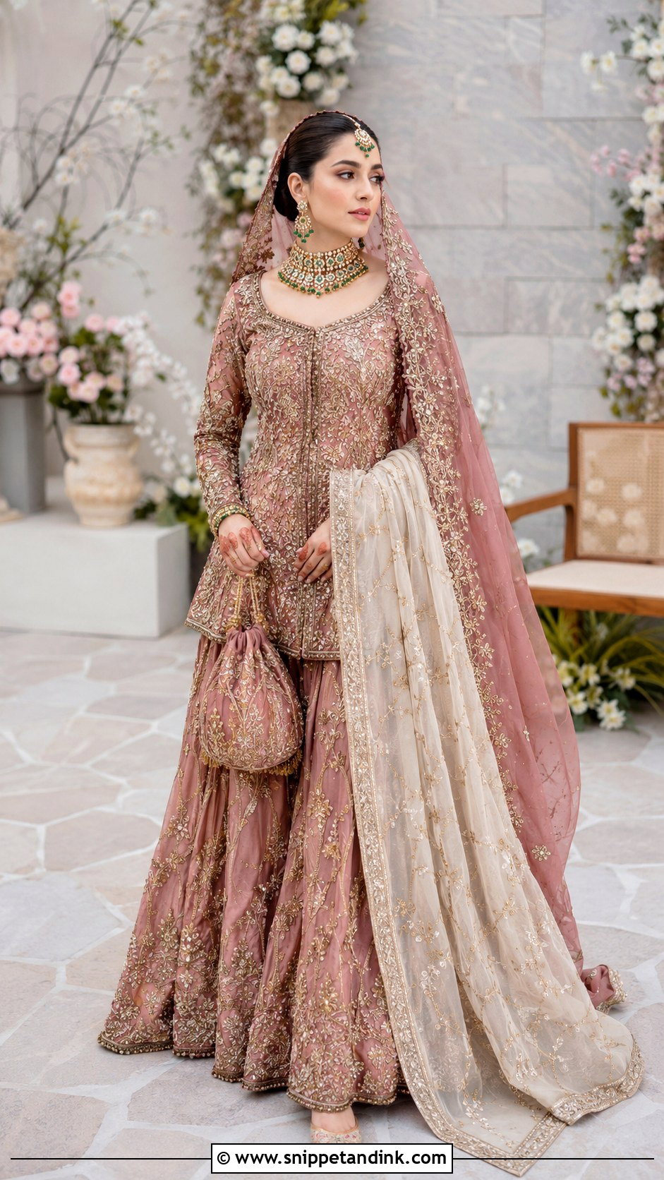 Dusty Rose Pakistani Nikah Lehenga - Snippet and Ink - 20 Nikha Dresses Pakistani Bridal