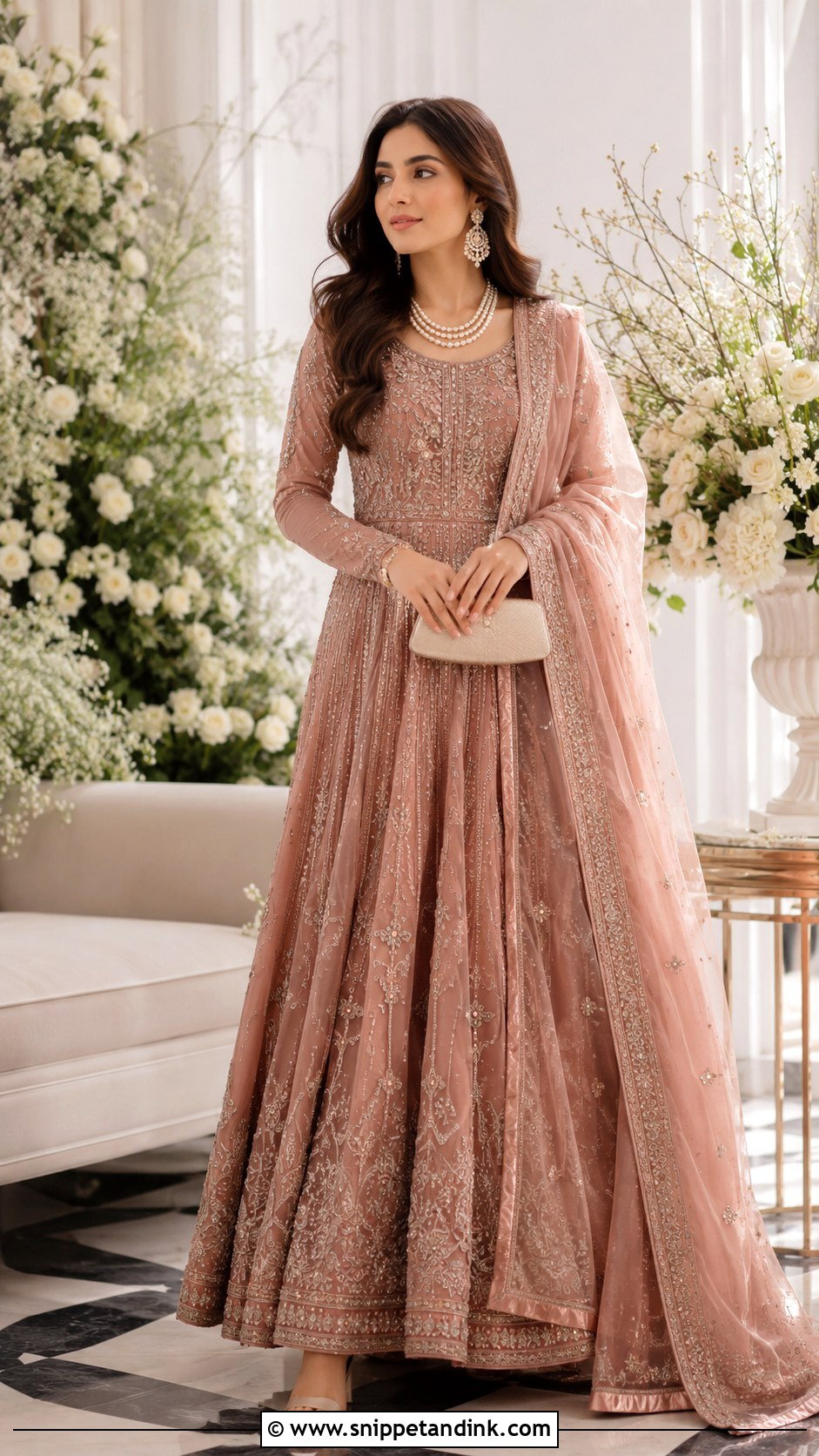 Dusty Rose Pishwas Dress - Snippet and Ink - 30 Pakistani Wedding Dress Ideas