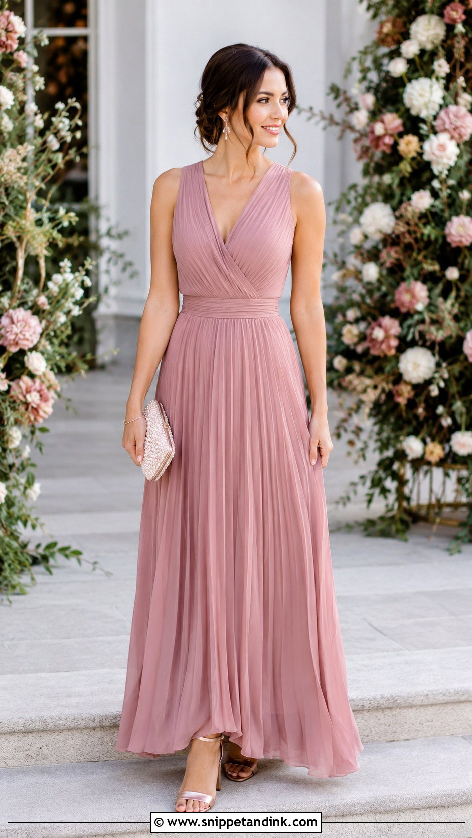 Dusty Rose Pleated Maid of Honor Dress - Snippet and Ink - 20 Dresses for Maid of Honor