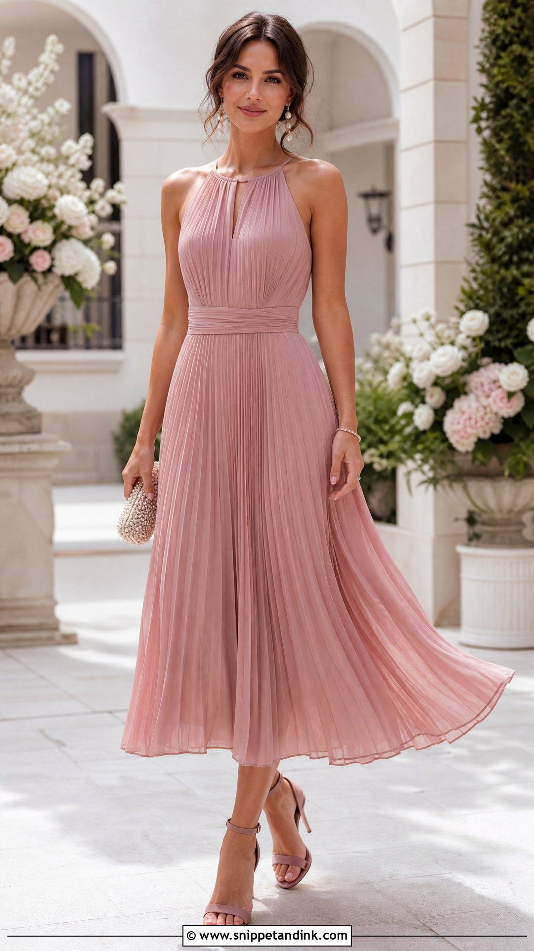 Dusty Rose Pleated Wedding Party Dress - Snippet and Ink - 20 Wedding Party Wear Dresses