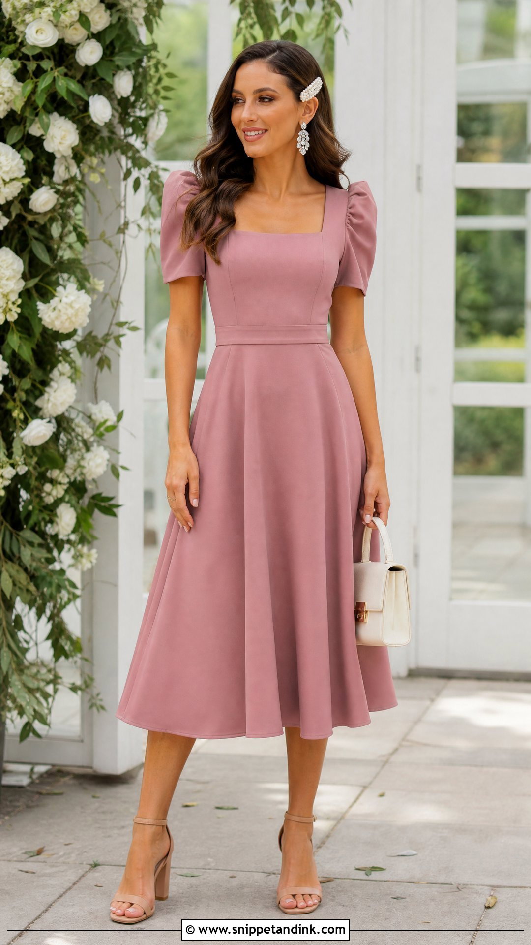 Dusty Rose Princess Midi Dress - Snippet and Ink - 20 Rose Princess Dress Ideas
