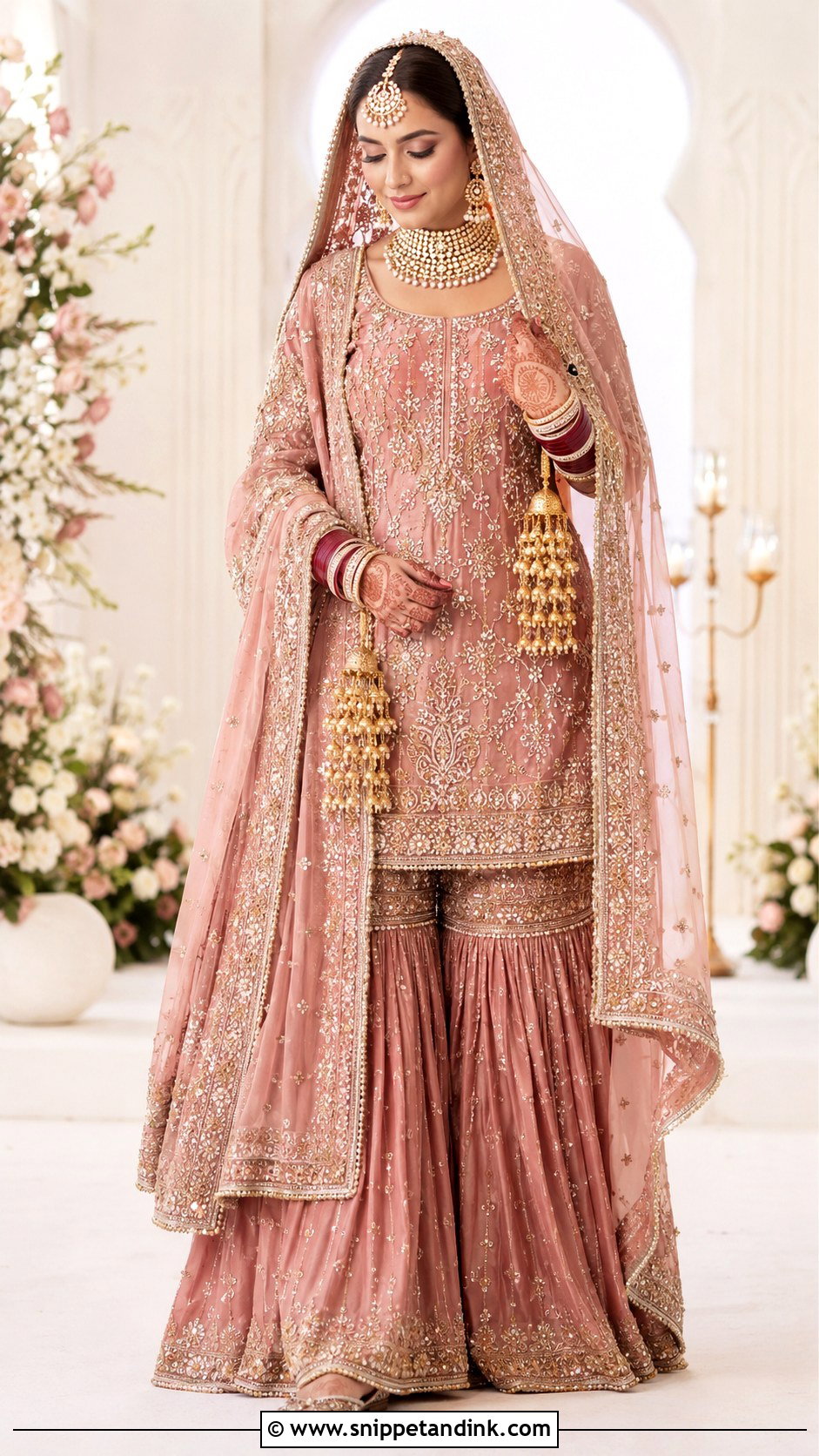 Dusty Rose Punjabi Bridal Gharara Suit - Snippet and Ink - 25 Punjabi Wedding Suit Bridal Sikh Bride Ideas