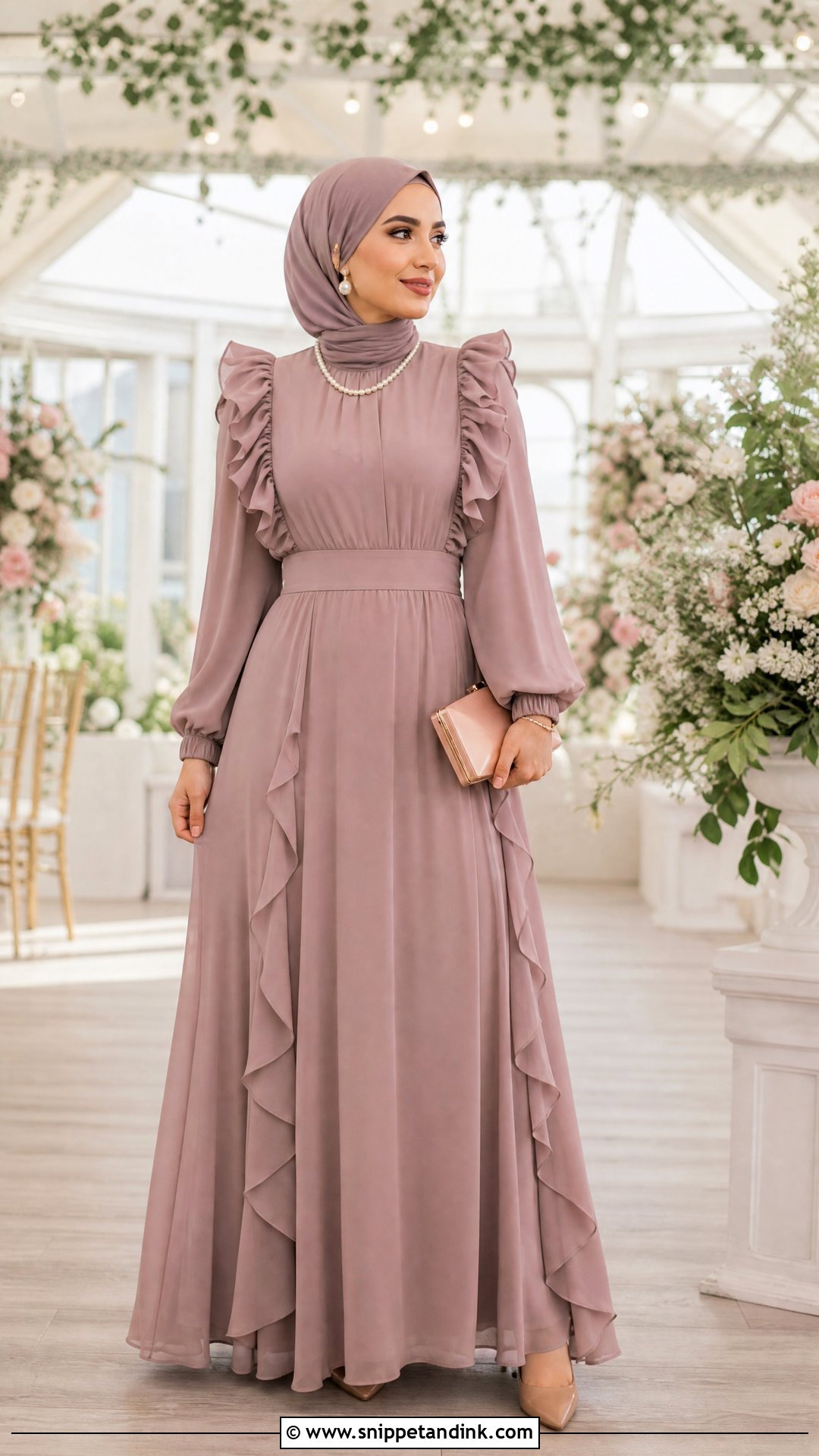 Dusty Rose Ruffle Hijab Formal Dress - Snippet and Ink - 25 Hijab Formal Dress Ideas