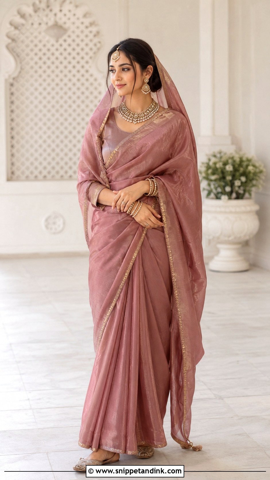 Dusty Rose Saree Anand Karaj Outfit - Snippet and Ink - 30 Anand Karaj Outfit Ideas