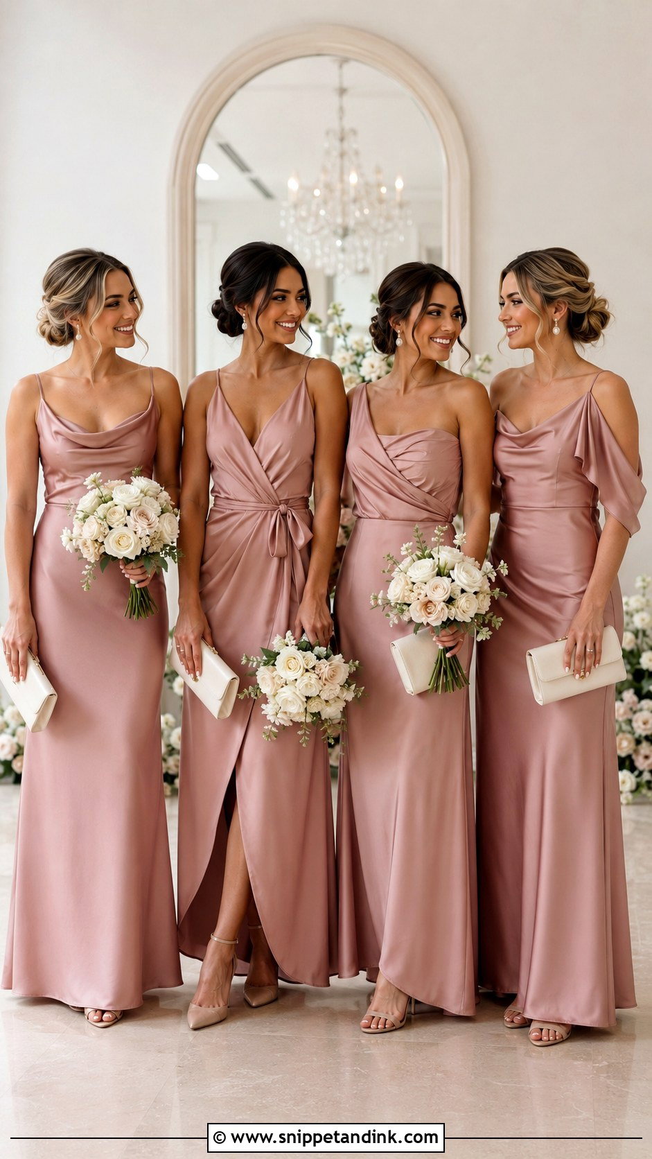 Dusty Rose Satin Bridal Team Dresses - Snippet and Ink - 20 Bridal Team Dresses Ideas