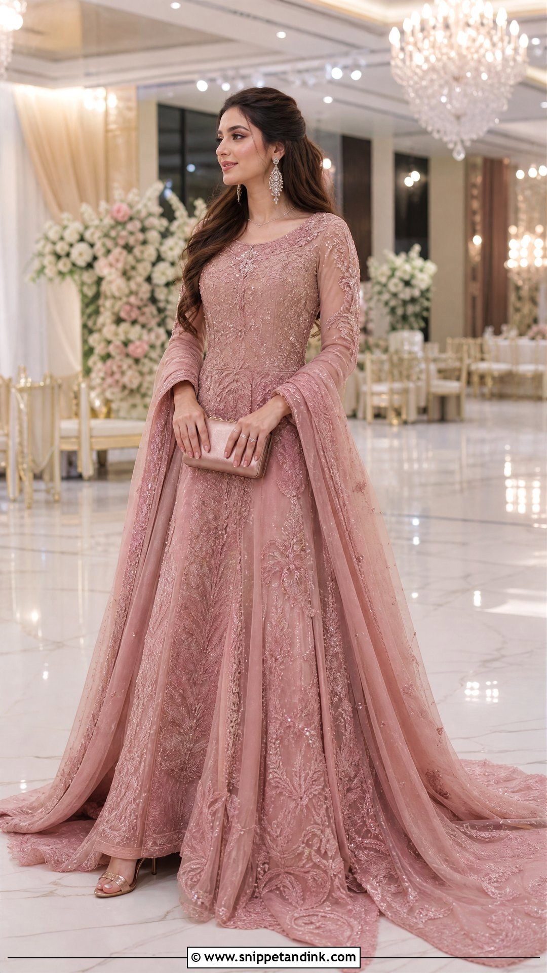 Dusty Rose Trail Walima Gown - Snippet and Ink - 20 Walima Gown Ideas