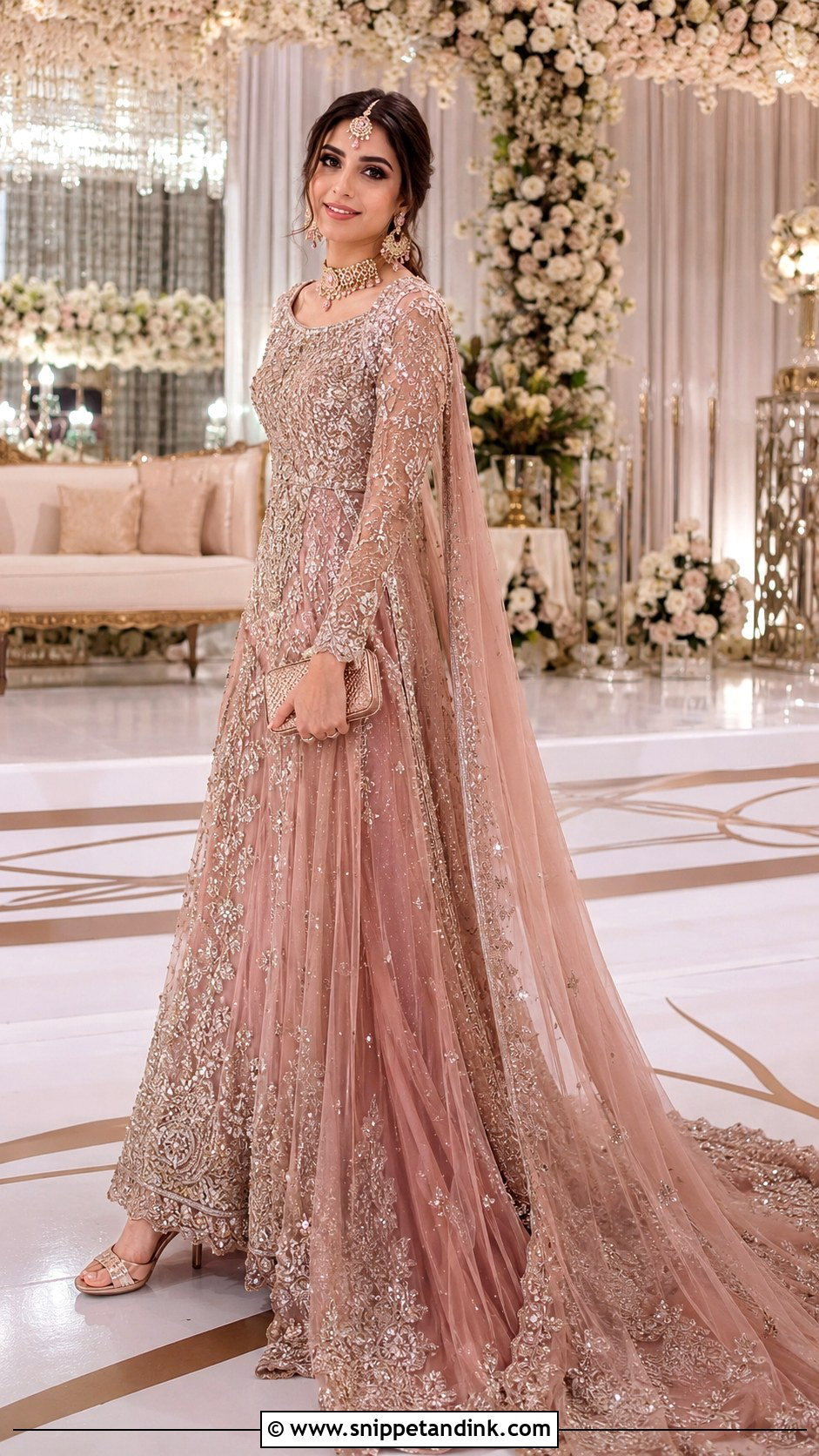 Dusty Rose Trail Walima Maxi Dress - Snippet and Ink - 20 Bridal Walima Maxi Dress Pakistani Ideas