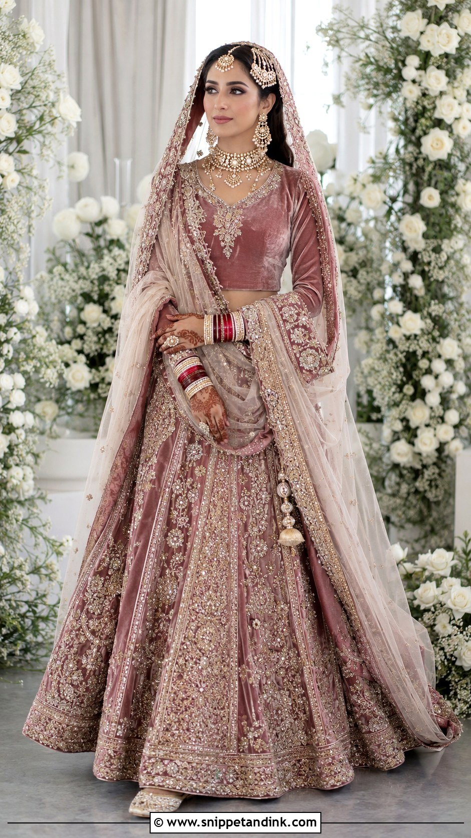 Dusty Rose Velvet Barat Lehnga - Snippet and Ink - 20 Barat Lehnga Pakistani Bridal Ideas