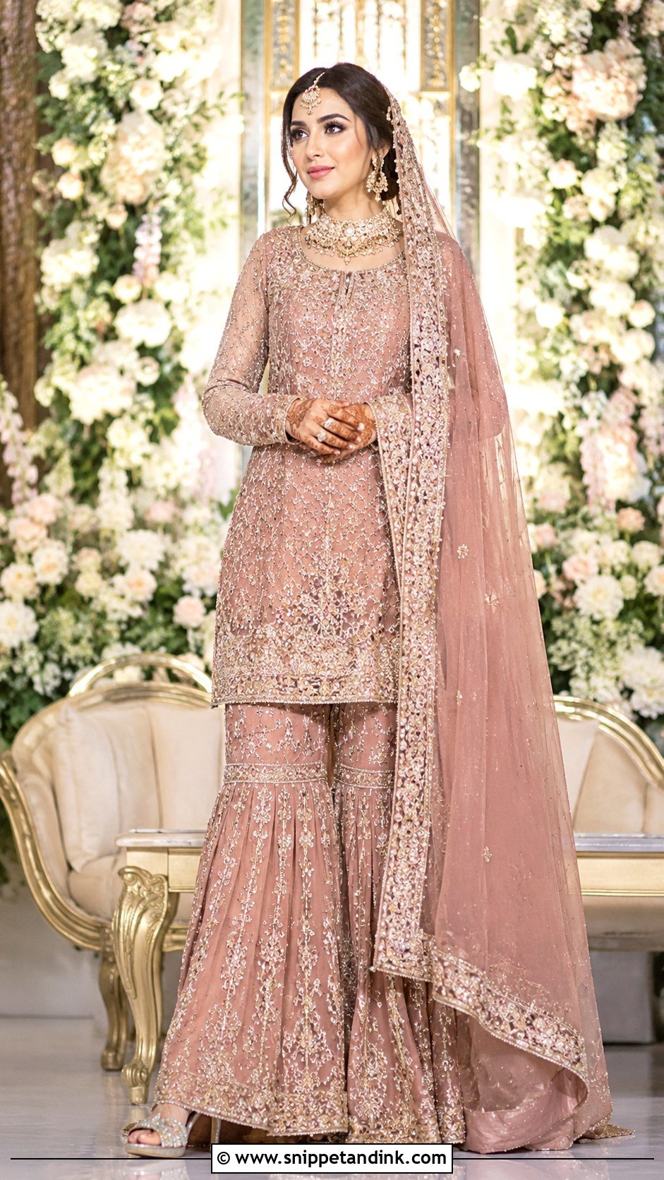 Dusty Rose Walima Bridal Gharara - Snippet and Ink - 30 Walima Bridal Look Ideas