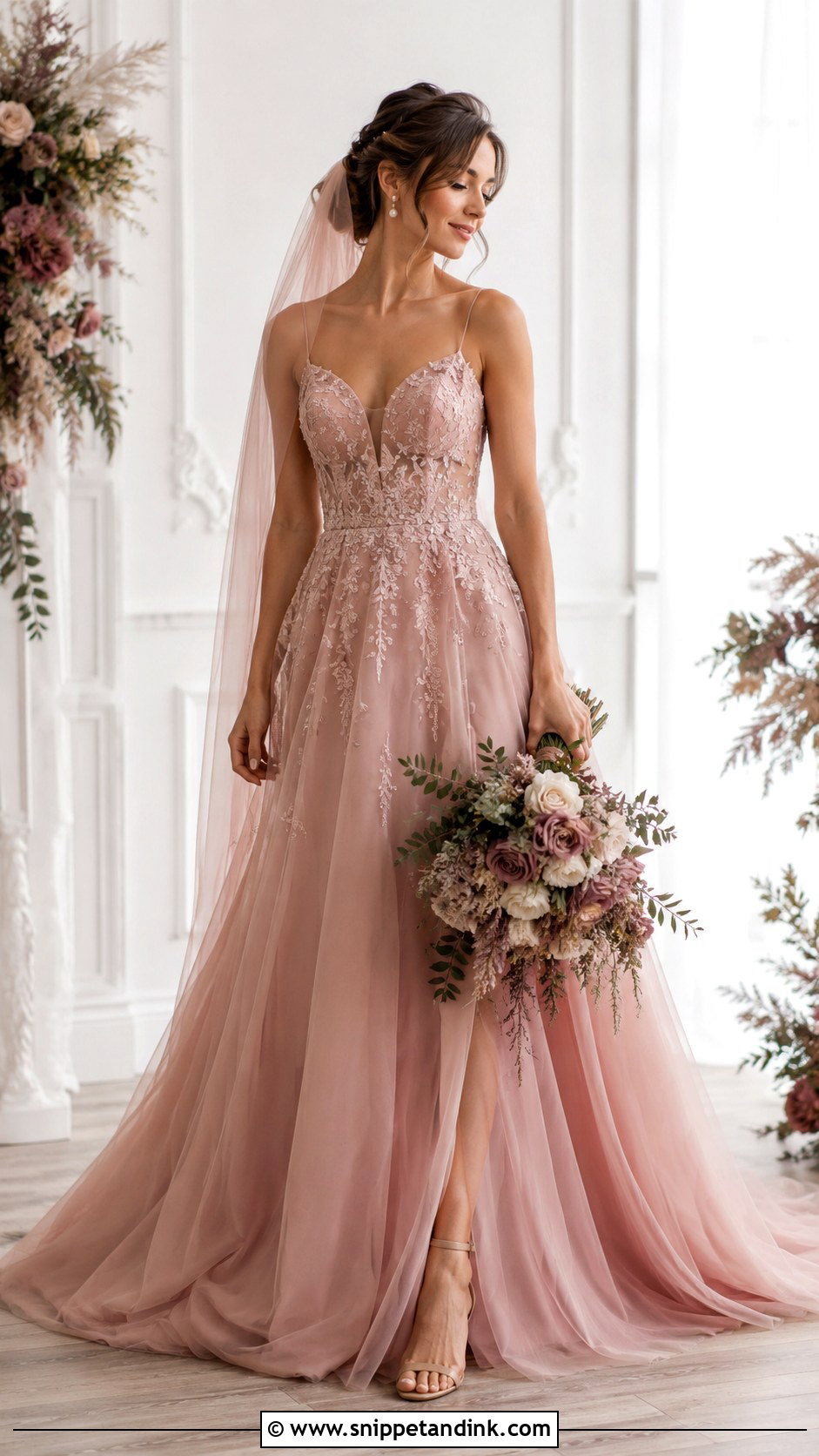 Dusty Rose Wedding Dress - Snippet and Ink - 25 Pink Wedding Dresses