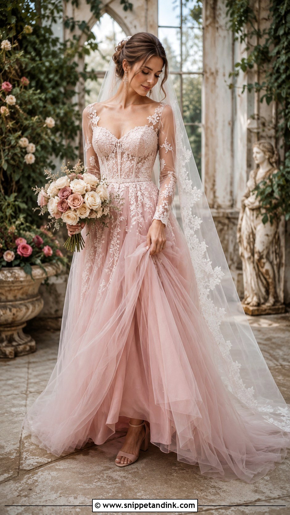 Dusty Rose Wedding Dress - Snippet and Ink - 20 Colour Wedding Dress Ideas