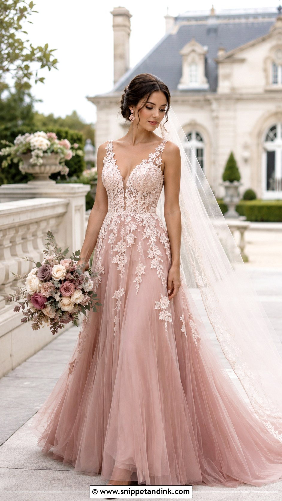 Dusty Rose Wedding Dress - Snippet and Ink - 20 Different Color Wedding Dresses