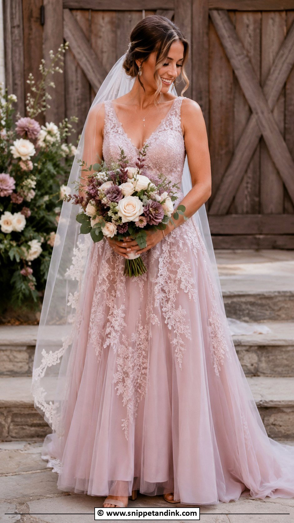 Dusty Rose Wedding Dress - Snippet and Ink - 25 Color Wedding Dress Ideas