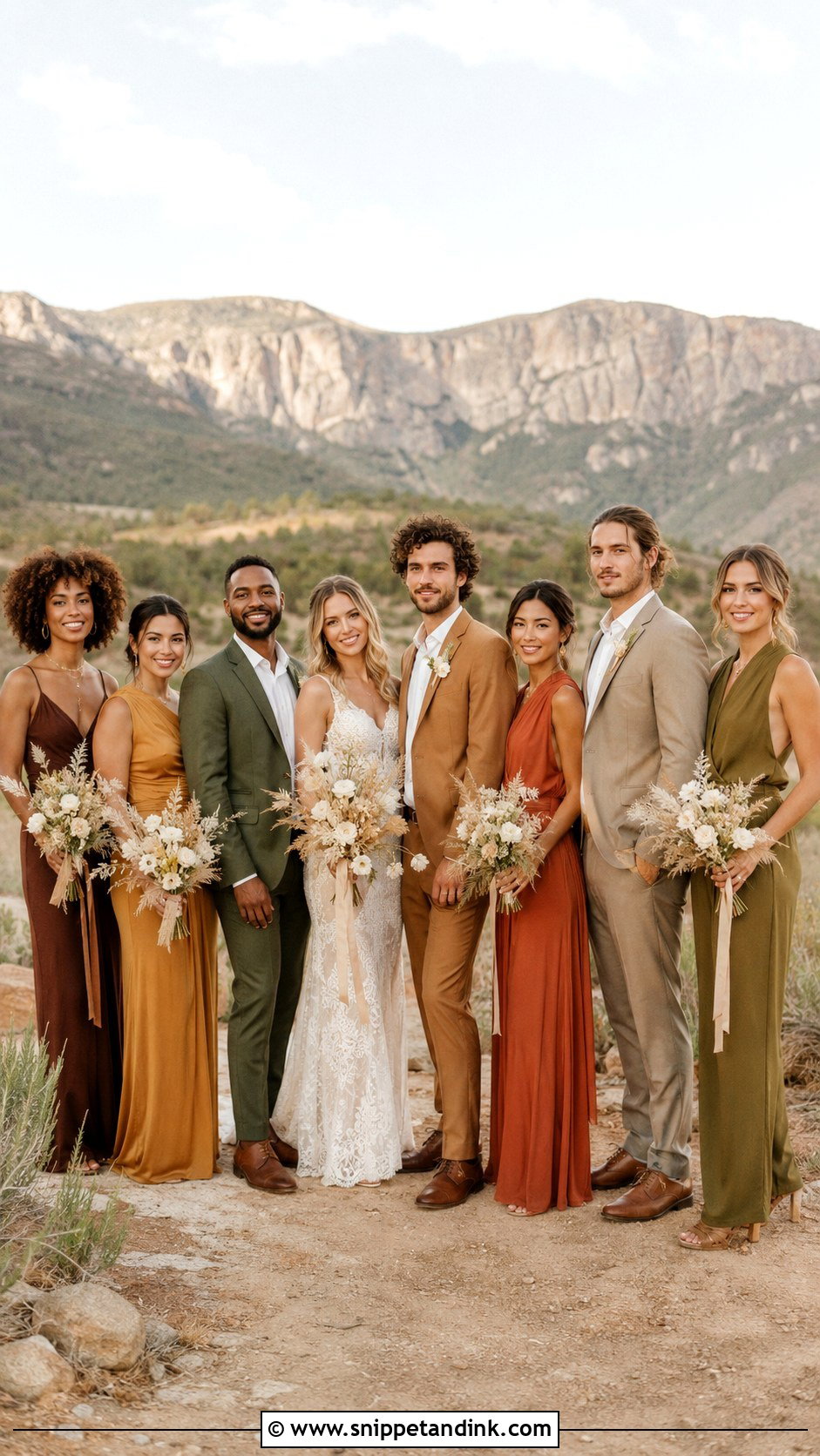 Earth Tone Mismatched Bridal Party - Snippet and Ink - 20 Mismatched Bridal Party Ideas