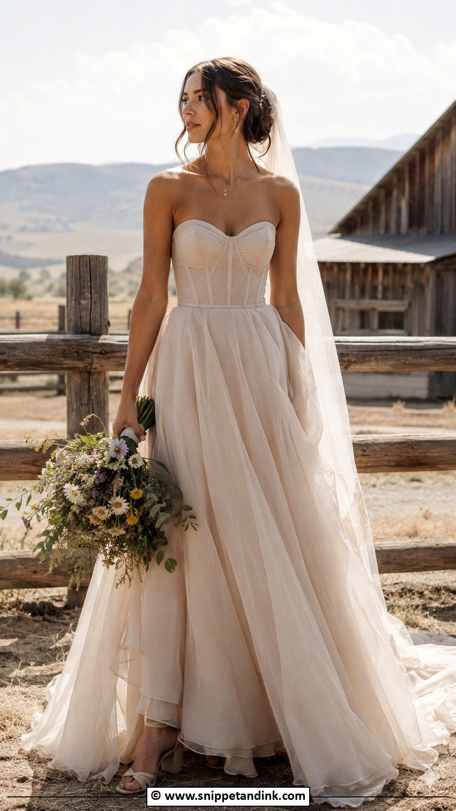 Earthy A Line Wedding Dress - Snippet and Ink - 30 Earthy Wedding Dresses
